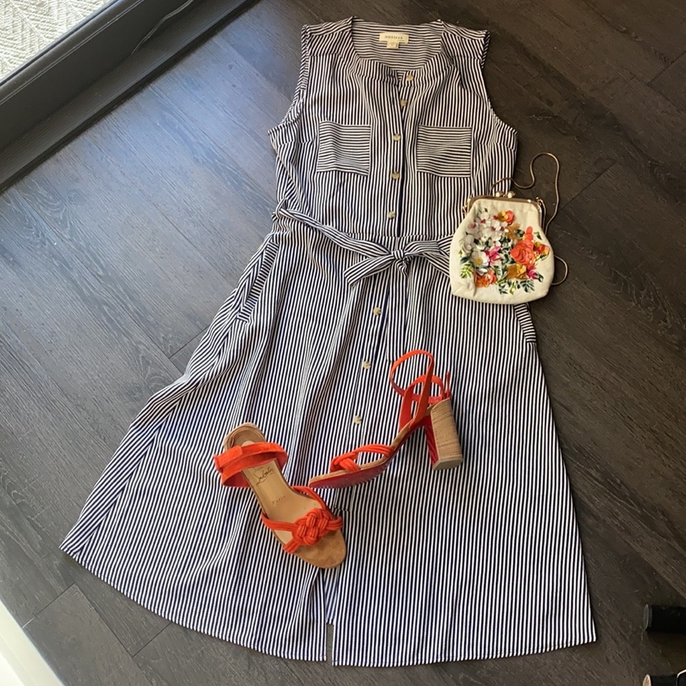Never worn blue and white stripe dress
